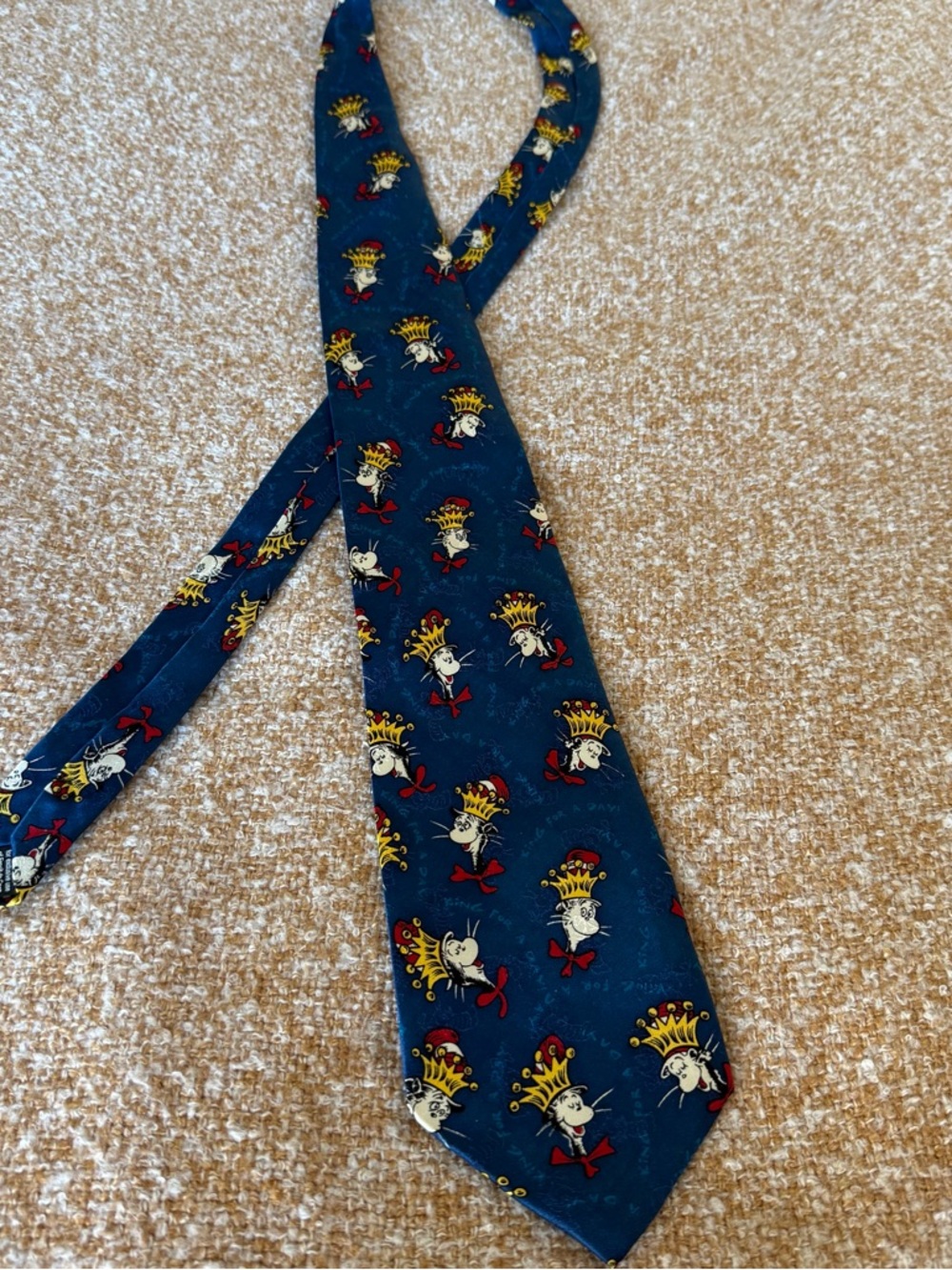 Vintage Dr. Suess Necktie 100%‎ Silk “King For A Day” Pattern Tie Cat In The Hat